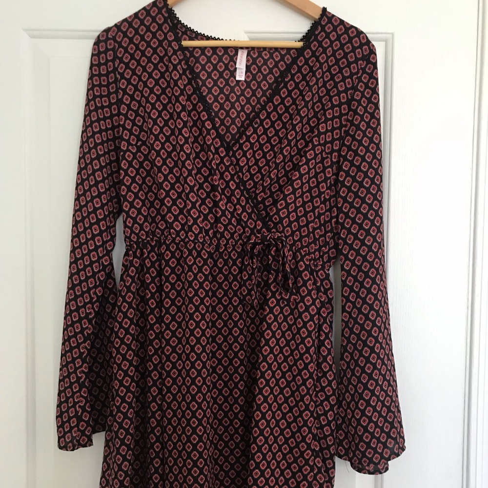 V-neck boho mini dress